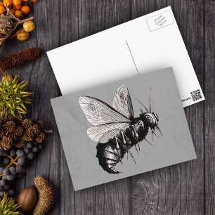 Gothic Bienen-Schädel-Flügel Postkarte
