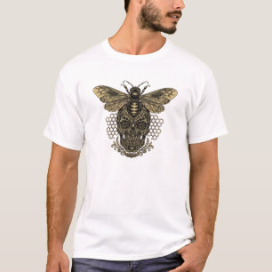 Gothic Bienen-Schädel - Verzierte Gold-Honigbiene T-Shirt