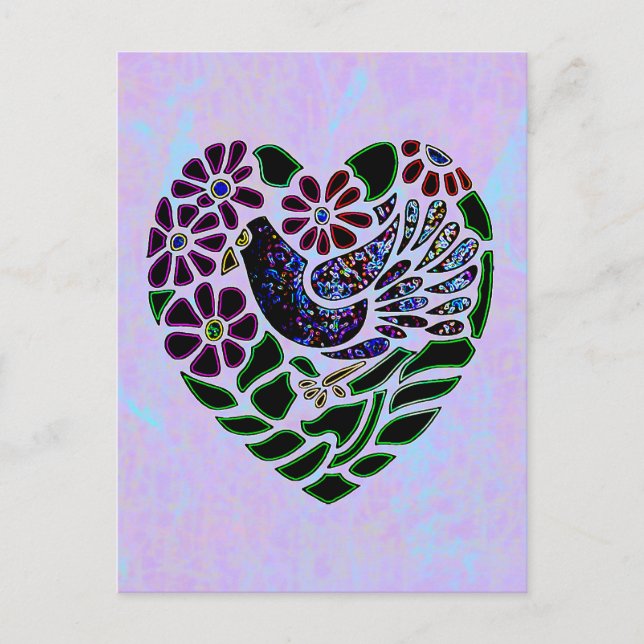 Gothic Bird im Herzen Postkarte (Vorderseite)