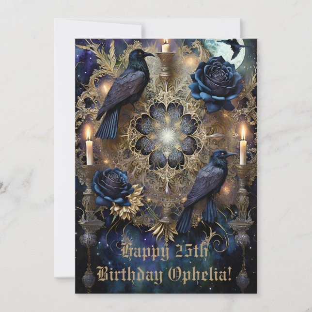 Gothic Birthday Card Blue Feiertagskarte (Vorderseite)