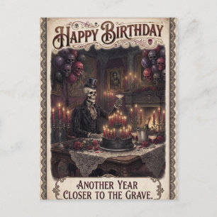 Gothic Birthday Design mit tostendem Skelett Postkarte