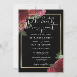 Gothic Black and Gold Rose Blumenhochzeit Einladung