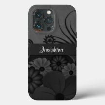 Gothic Black and Gray Hibiskus Floral