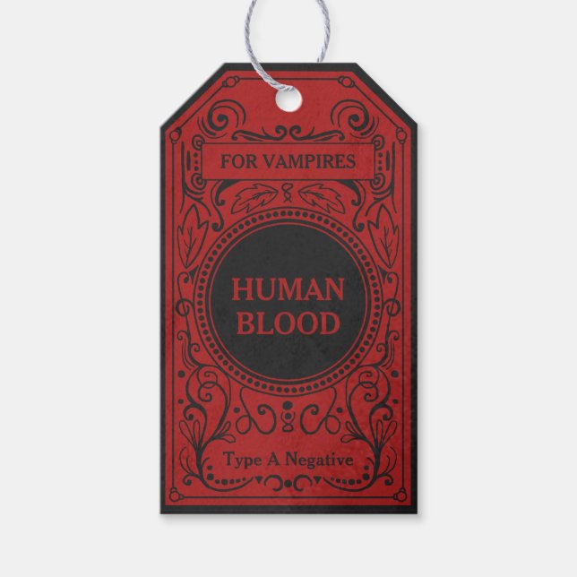 Gothic Black and Red Antique Vampire Blutmarke Geschenkanhänger (Vorderseite)