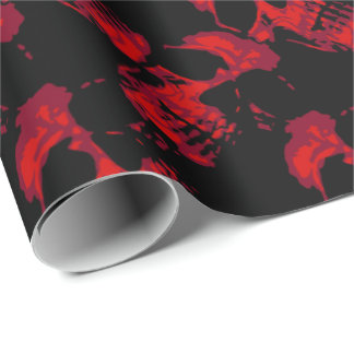 Gothic Black and Red Skulls Muster Geschenkpapier