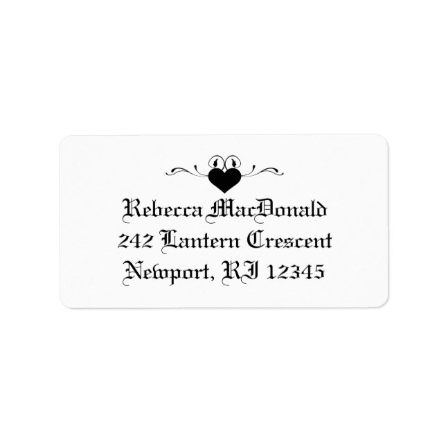 Gothic Black and White Address Label Adressaufkleber (Vorne)
