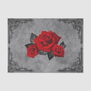 Gothic Black and White Rose Gewebe Seidenpapier