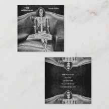 Gothic Black and White Skeleton Tattoo Shop