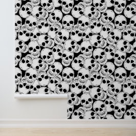 Gothic Black and White Skulls Muster Tapete
