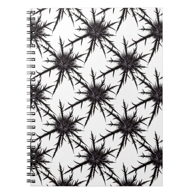 Gothic Black and White Thistle Pattern Halloween Notizblock (Vorderseite)
