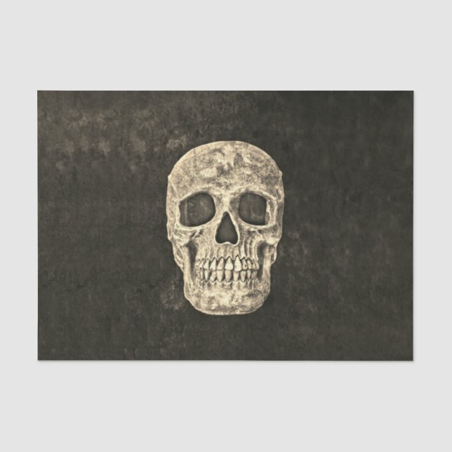 Gothic Black Beige menschliche Skull Textur Seidenpapier (Vorderseite)