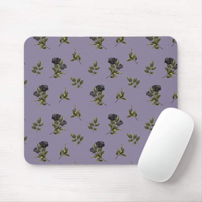 Gothic Black Blume Pattern Mousepad (Mit Mouse)