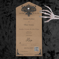 Gothic Black & Brown Halloween Filigree QR Code