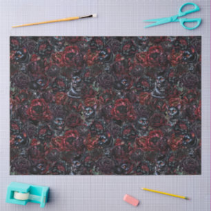 Gothic Black Cat & Dark Flowers Muster Seidenpapier