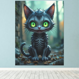 Gothic Black Cat Halloween verzauberte Forest Vibe Leinwanddruck