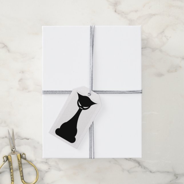 Gothic Black Cat Silhouette Geschenkanhänger (Mit Garn)