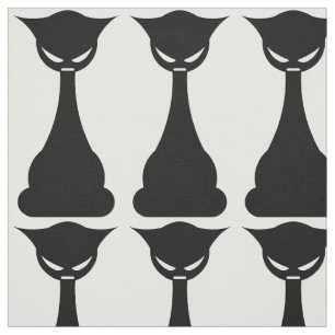 Gothic Black Cat Silhouette Stoff