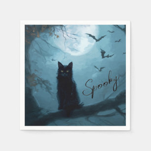 Gothic Black Cat Spooky Halloween Serviette