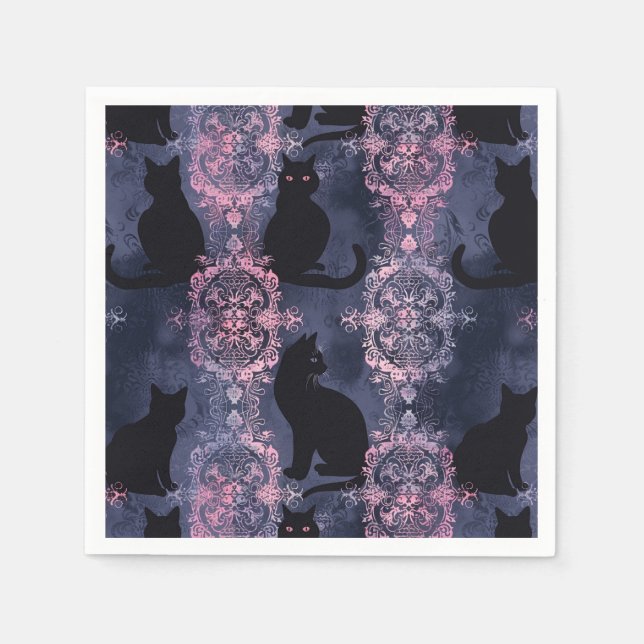 Gothic Black Cats Pattern Serviette (Vorderseite)