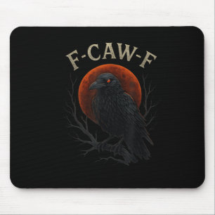 Gothic Black Crow F-caw-f Raven Funny Red Moon Sar Mousepad