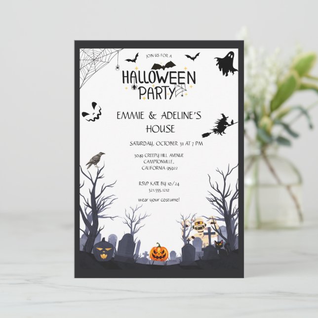 Gothic Black Crow Halloween Party  Einladung (Stehend Vorderseite)