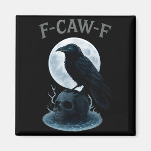 Gothic Black Crow Raven Schädel Mond Halloween Magnet