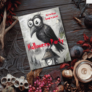 Gothic Black Crow & Tower Spooky Halloween-Party Postkarte