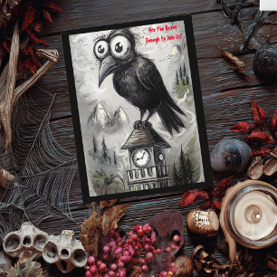 Gothic Black Crow & Tower Spooky Halloween-Party Postkarte