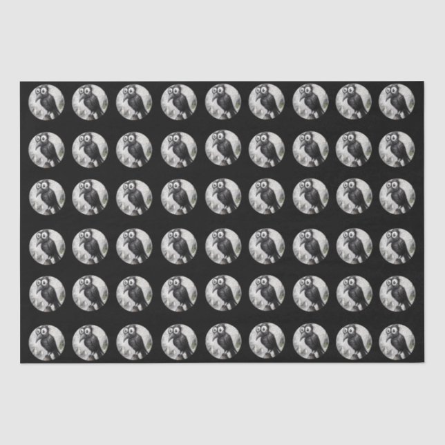 Gothic Black Crow & Tower Spooky Halloween Seidenpapier (Vorderseite)