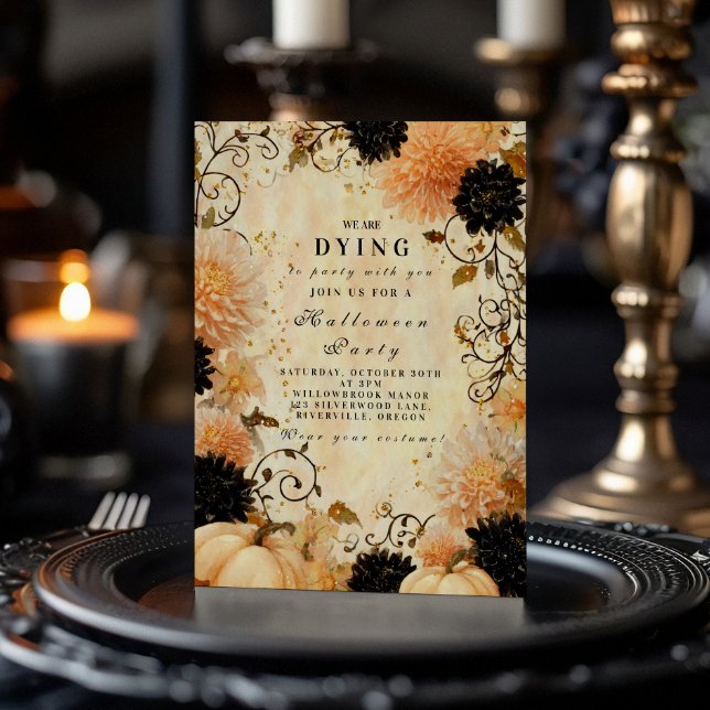Gothic Black Dahlia Halloween Feier Einladung (Von Creator hochgeladen)