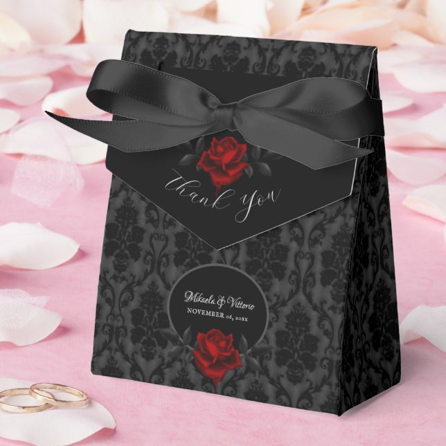 Gothic Black Damask Rose Wedding Geschenkschachtel (Hochzeit)