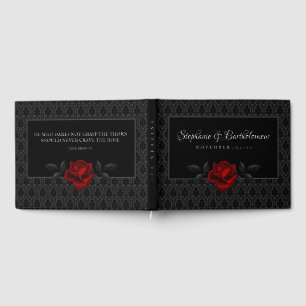 Gothic Black Damast Rosenhochzeit Gästebuch