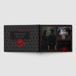 Gothic Black Damast Rosenhochzeit Gästebuch