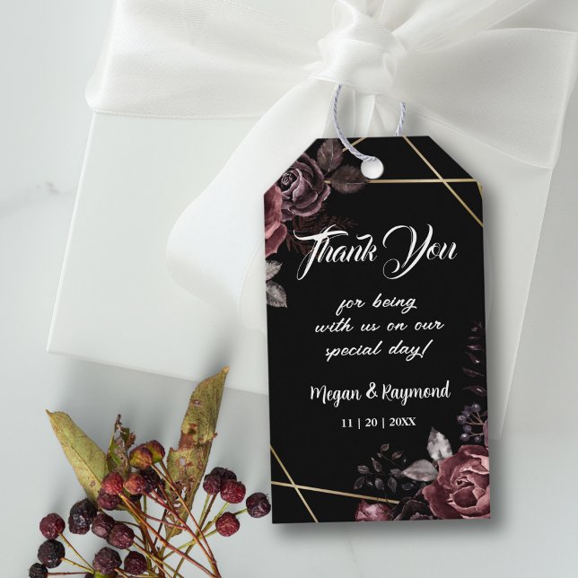 Gothic Black Dark Floral Gastgeschenk Hochzeit Gif Geschenkanhänger (Von Creator hochgeladen)