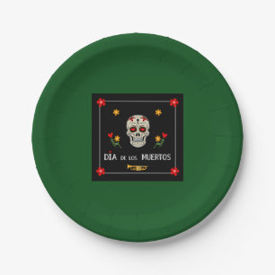 Gothic Black Dia de los Muertos Sugar Skull Blume Pappteller
