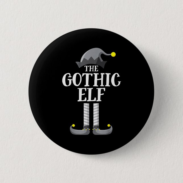 Gothic Black Elf Matching Family Group Christmas P Button (Vorderseite)