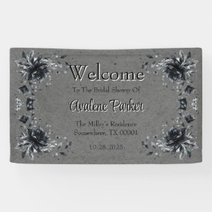 Gothic Black Floral Brautparty Willkommen Banner