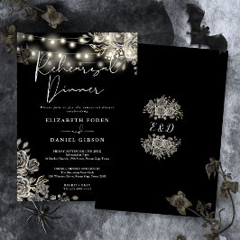 Gothic Black Floral Lights Probe Dinner Einladung