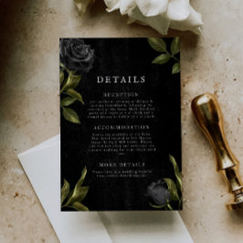 Gothic Black Floral Wedding Details Begleitkarte