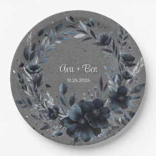 Gothic Black Floral Wedding Pappteller
