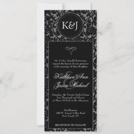 Gothic Black & Gray Blüh Hochzeit Einladung