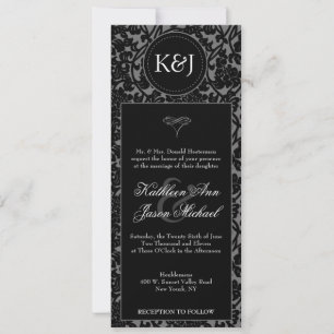 Gothic Black & Gray Blüh Hochzeit Einladung