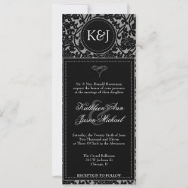 Gothic Black & Gray Blüh Hochzeit Einladung