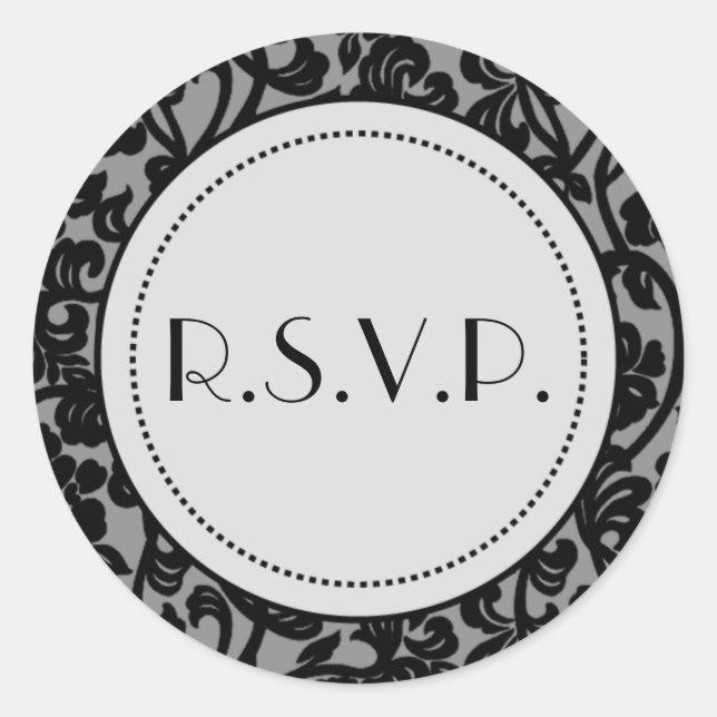 Gothic Black & Gray Geblüht Umschlag Aufkleber (Vorderseite)