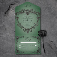 Gothic Black & Green Filigree Herz No Dinner