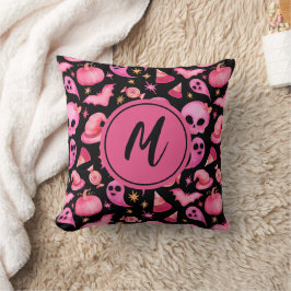 Gothic Black Halloween Ghost Monogram Wohngestaltu Kissen