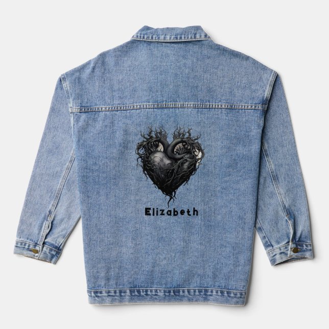 Gothic Black Heart Custom Jeansjacke (Rückseite)