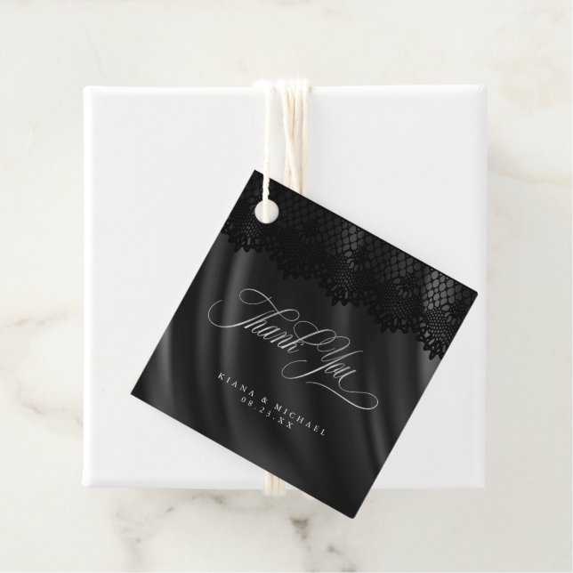 Gothic Black Lace & Satin Wedding ID866 Geschenkanhänger (Beispiel)