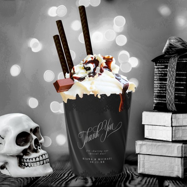 Gothic Black Lace & Satin Wedding ID866 Pappbecher (Von Creator hochgeladen)