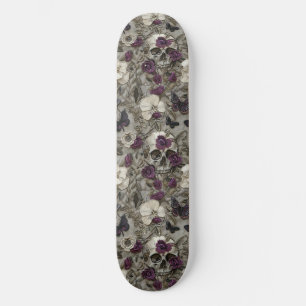 Gothic Black Lila Rose Skulls Moths Skateboard